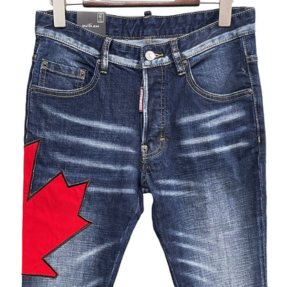 New-DSQ2 Maple leaf embroidery patch Jeans