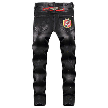 New-DSQ2 Badge embroidery Elastic fit Jeans