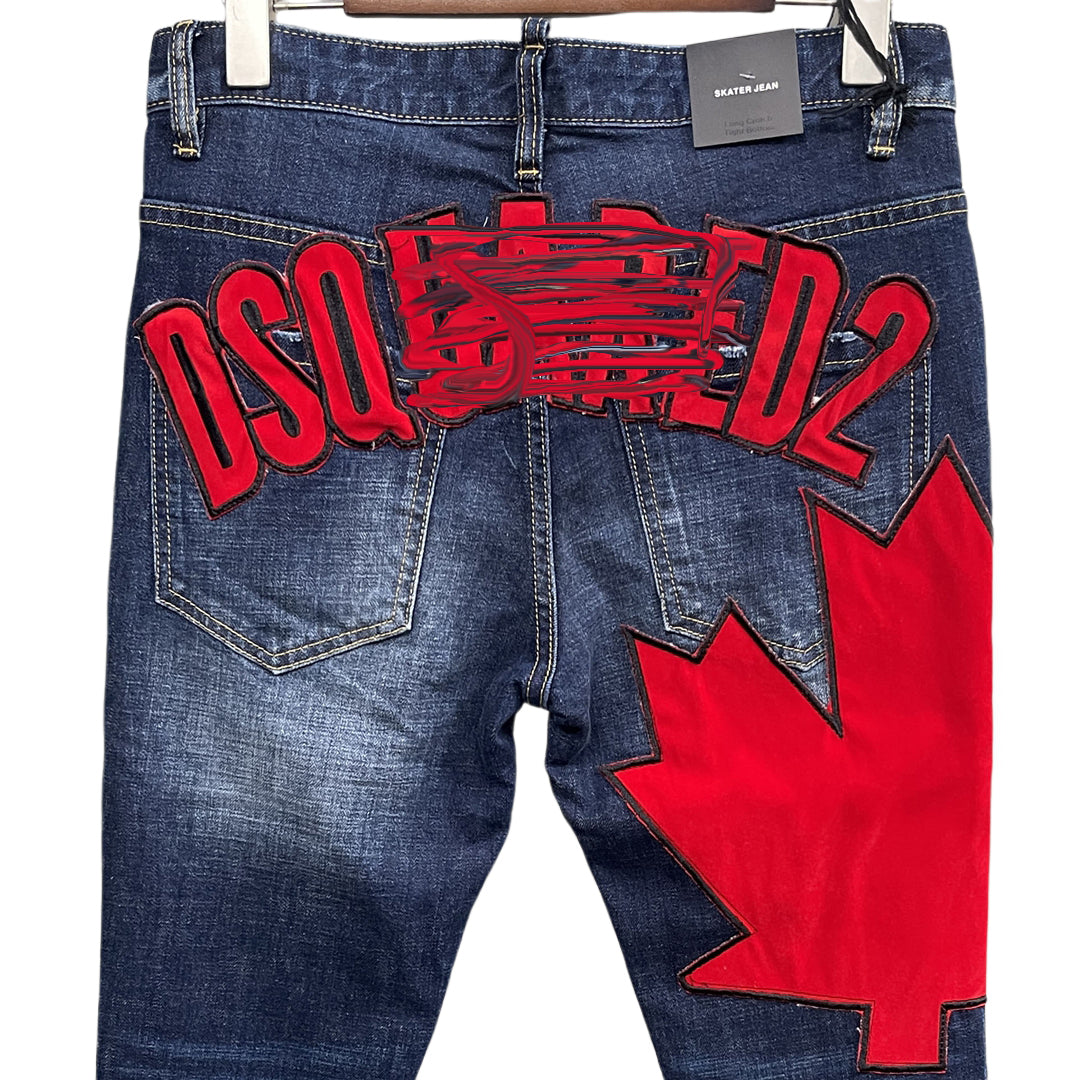 New-DSQ2 Maple leaf embroidery patch Jeans