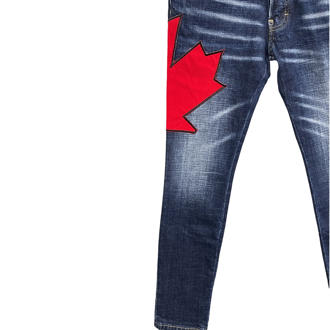 New-DSQ2 Maple leaf embroidery patch Jeans