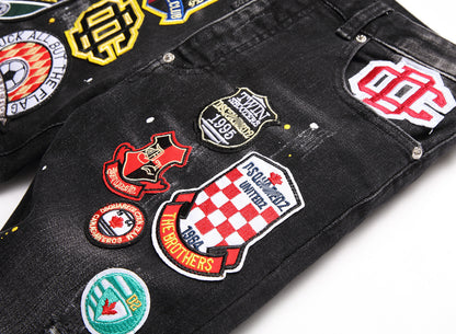 New-DSQ2 Badge embroidery Elastic fit Jeans