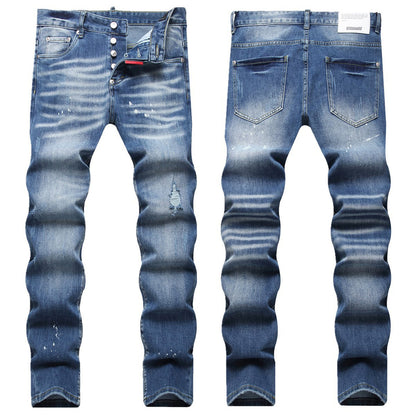 New-DSQ2 hole patch print Jeans