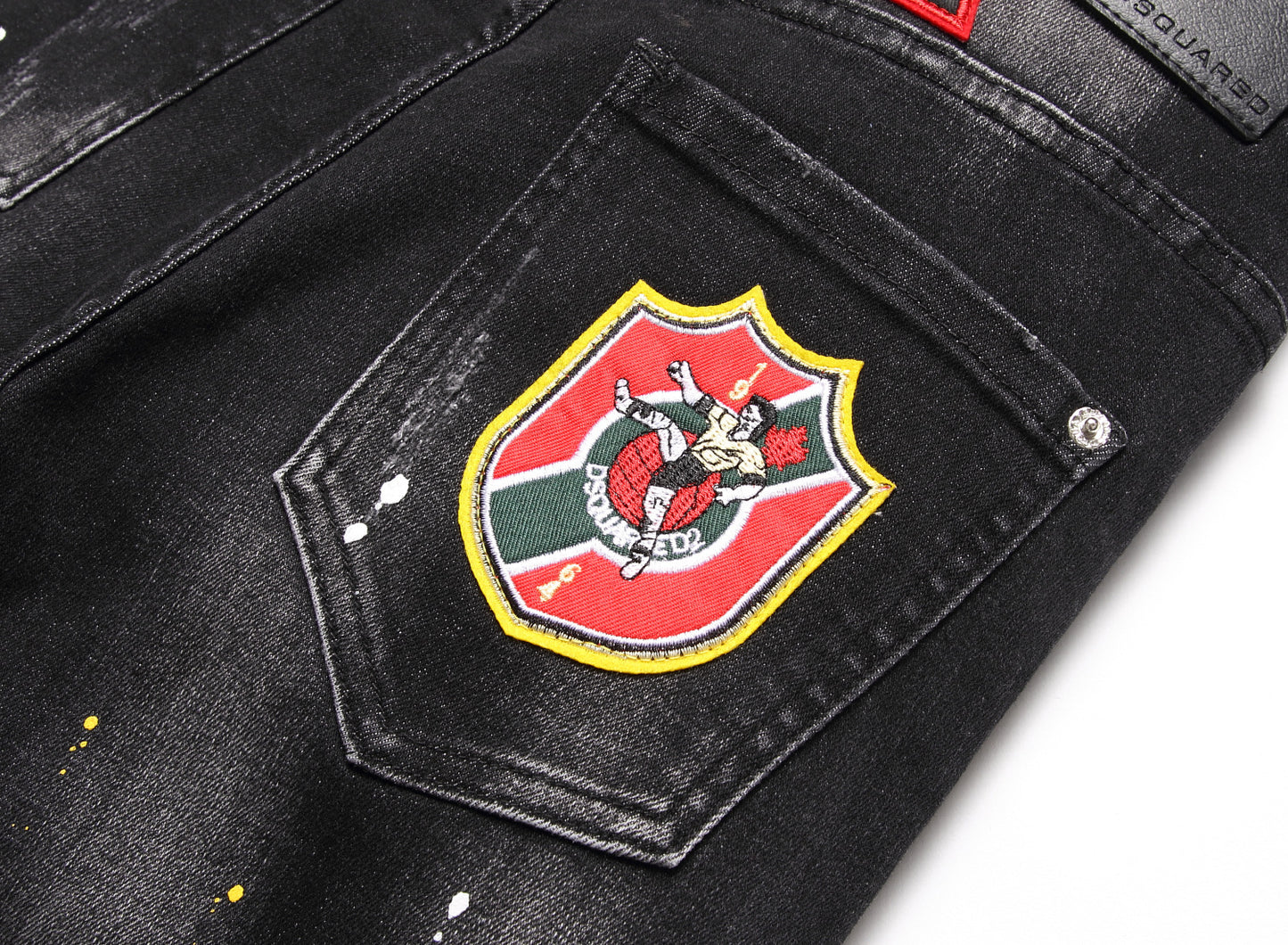 New-DSQ2 Badge embroidery Elastic fit Jeans