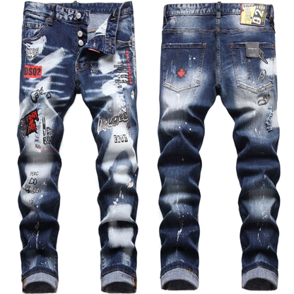 New-DSQ2 Frayed patch Jeans