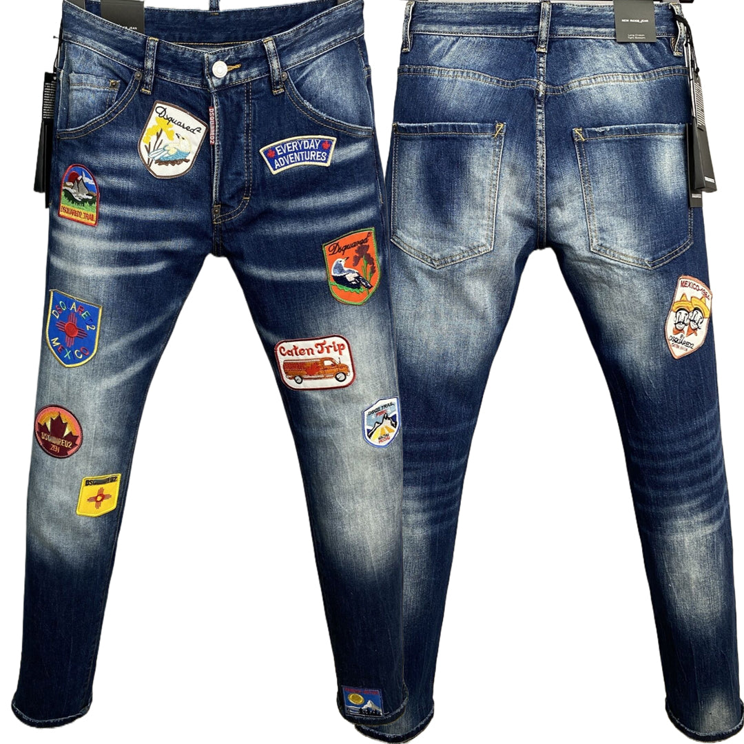 New-DSQ2 Blue embroidered badge Jeans