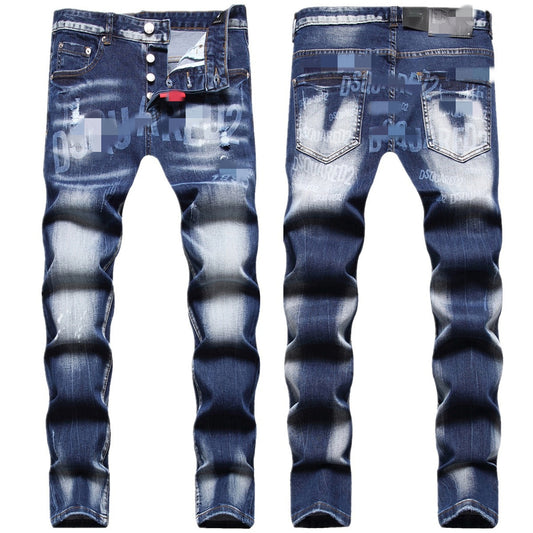 New-DSQ2 hole patch print Jeans