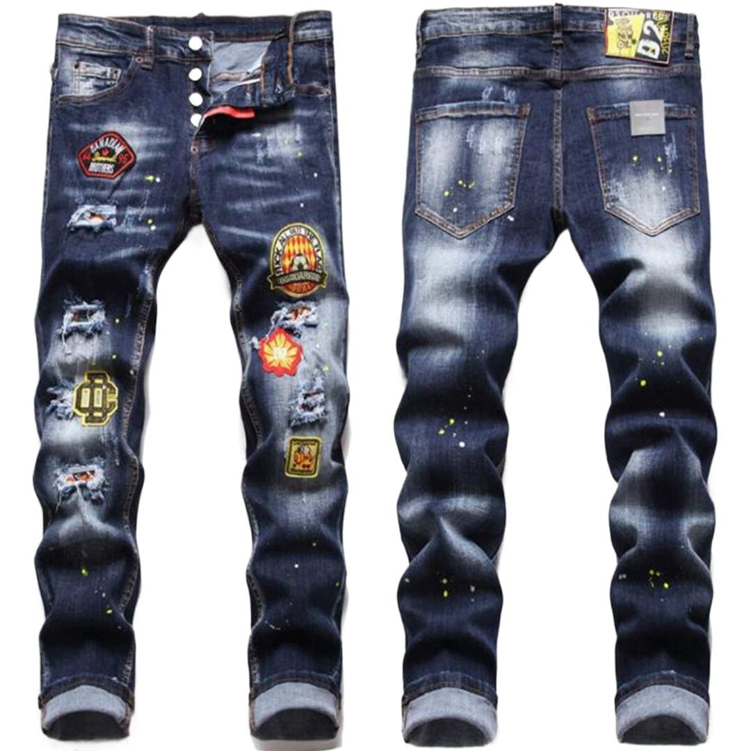 New-DSQ2 Frayed patch Jeans