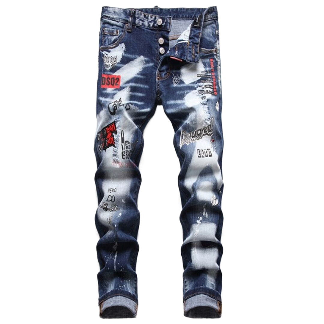 New-DSQ2 Frayed patch Jeans