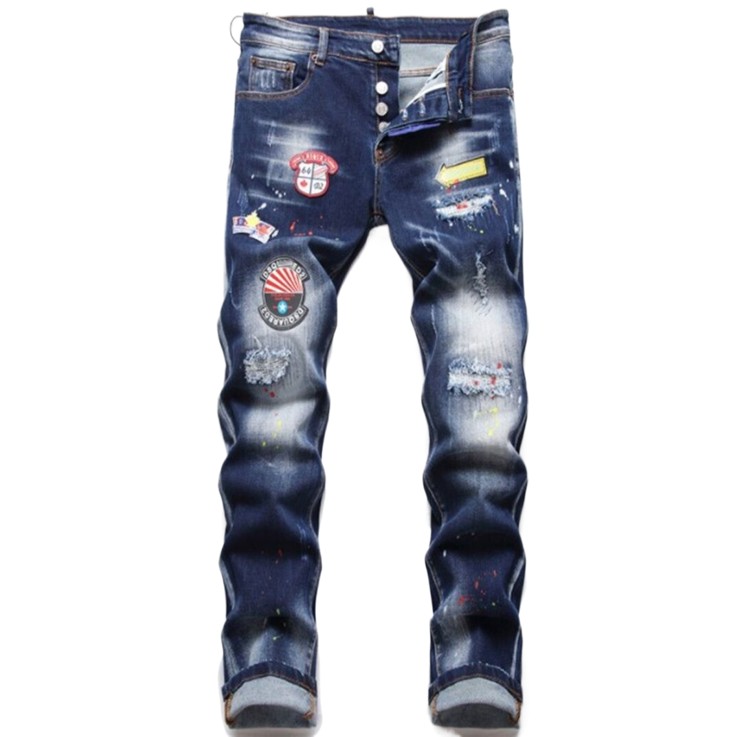 New-DSQ2 Frayed patch Jeans