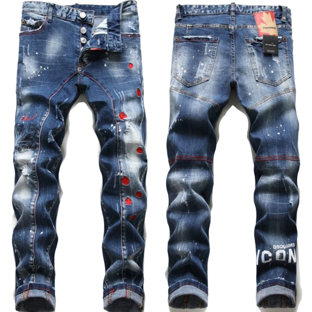 New-DSQ2 Frayed patch Jeans