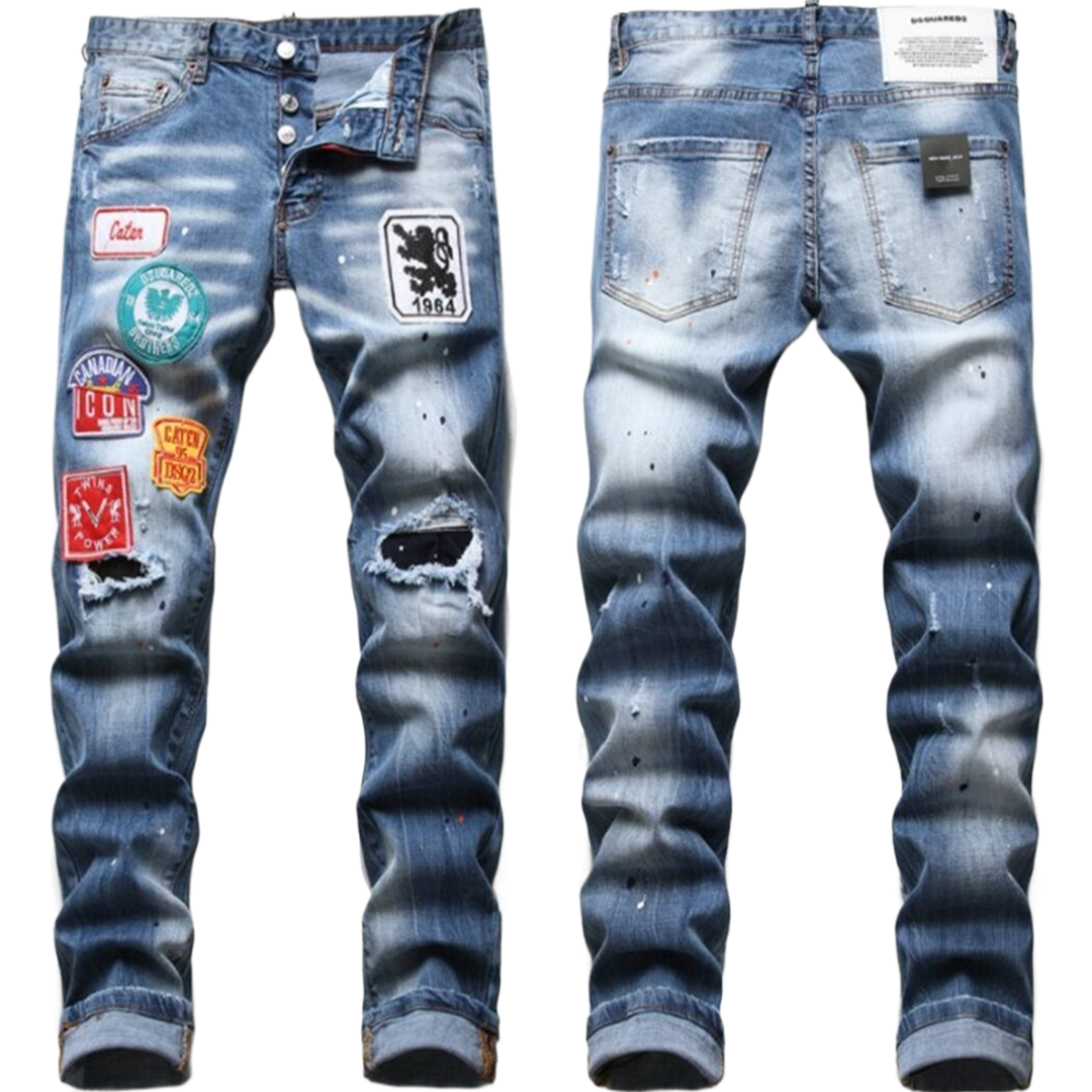 New-DSQ2 Frayed patch Jeans