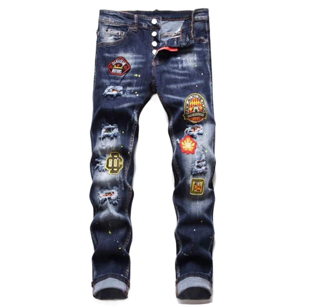 New-DSQ2 Frayed patch Jeans