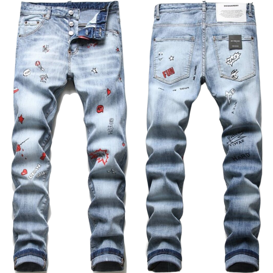 New-DSQ2 Frayed patch Jeans