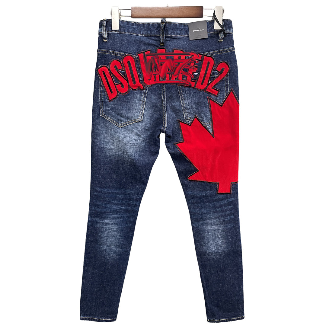 New-DSQ2 Maple leaf embroidery patch Jeans