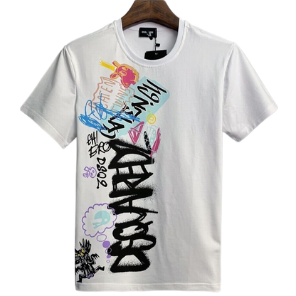 New-DSQ2 25SS Creative pattern letter print pure cotton  T-shirt