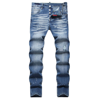 New-DSQ2 hole patch print Jeans