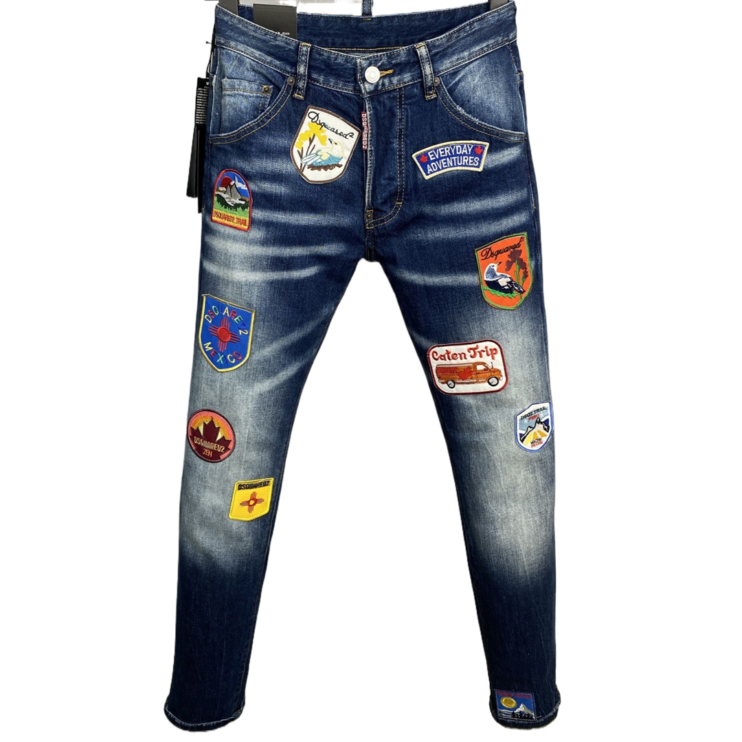 New-DSQ2 Blue embroidered badge Jeans