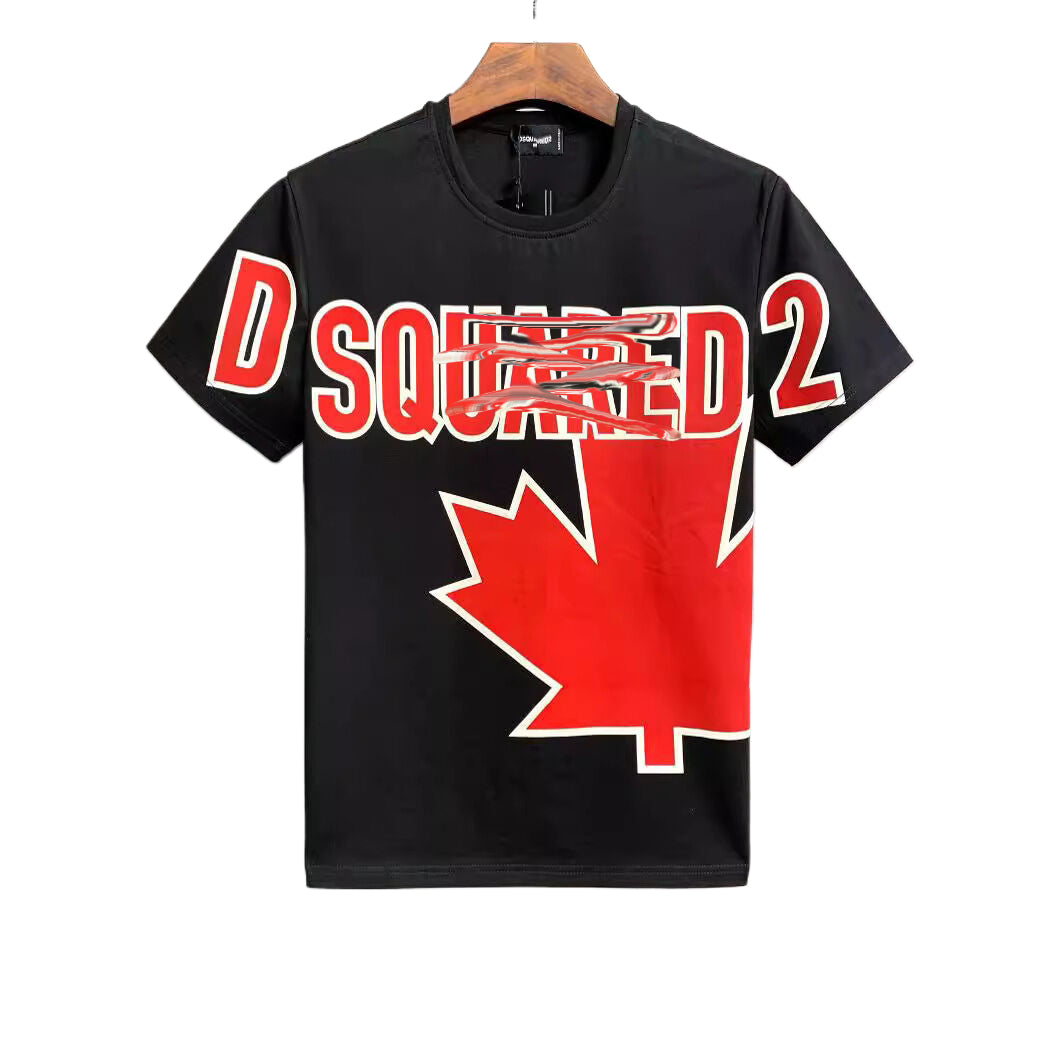 New-DSQ2 25SS  Maple Leaf Printed Letters Fashion Cotton  T-shirt