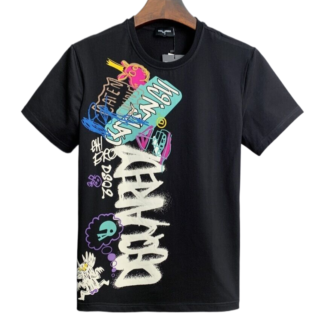 New-DSQ2 25SS Creative pattern letter print pure cotton  T-shirt