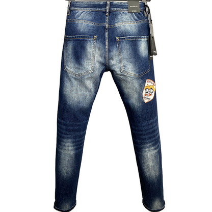 New-DSQ2 Blue embroidered badge Jeans