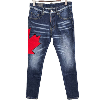 New-DSQ2 Maple leaf embroidery patch Jeans