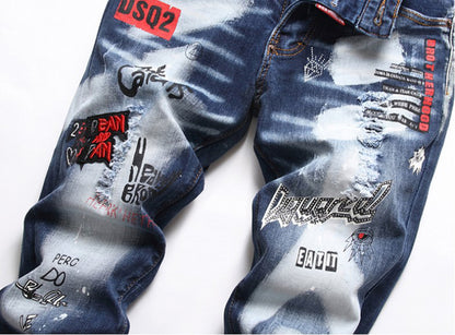 New-DSQ2 Frayed patch Jeans