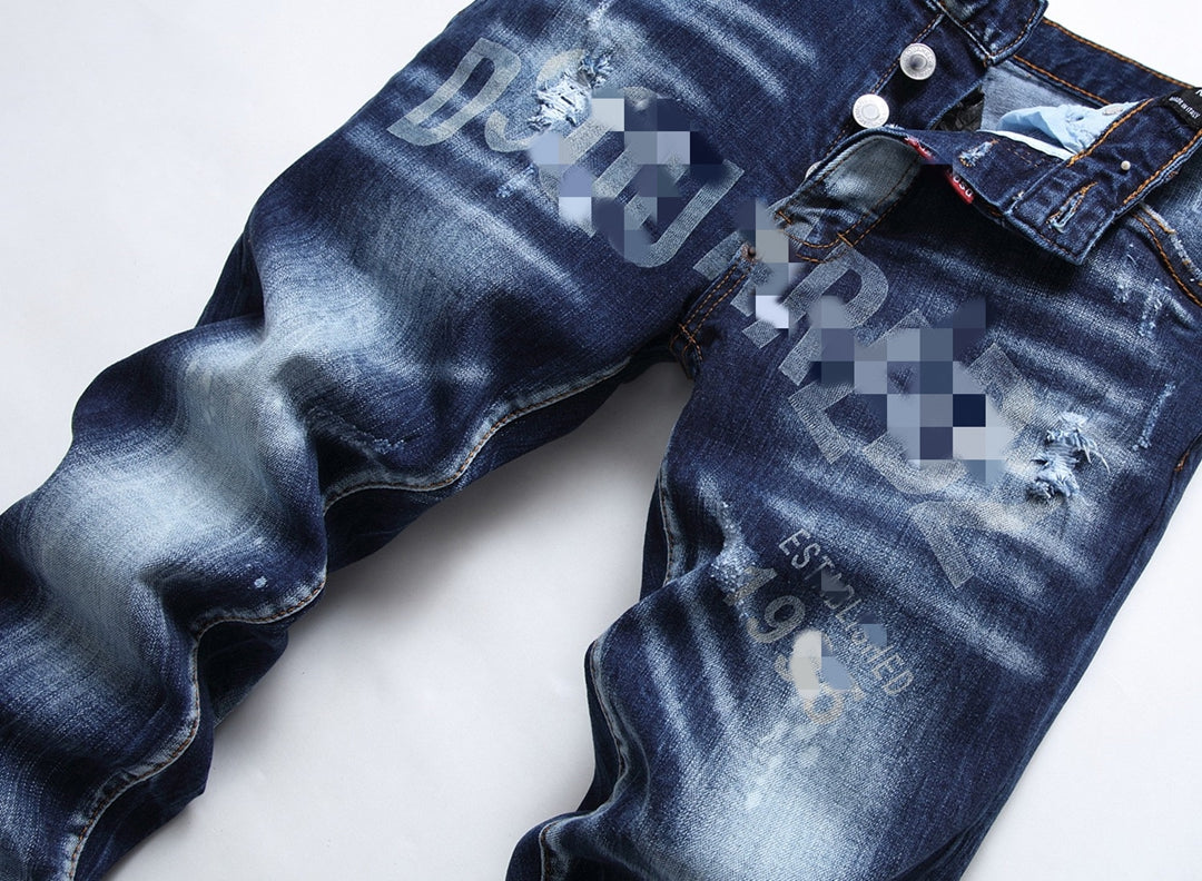 New-DSQ2 hole patch print Jeans