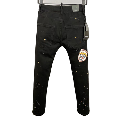 New-DSQ2 Black Badge Distressed Slim Fit Jeans