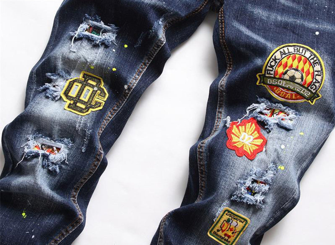 New-DSQ2 Frayed patch Jeans