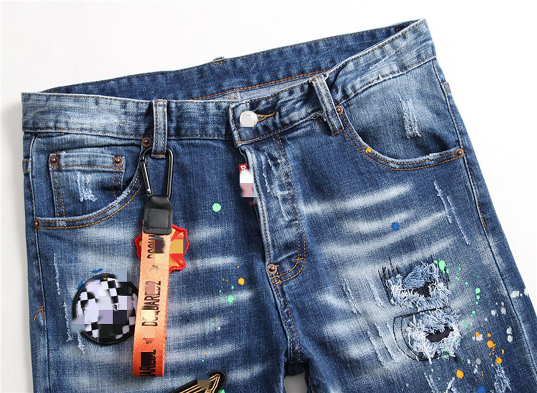 New-DSQ2 hole patch print Jeans