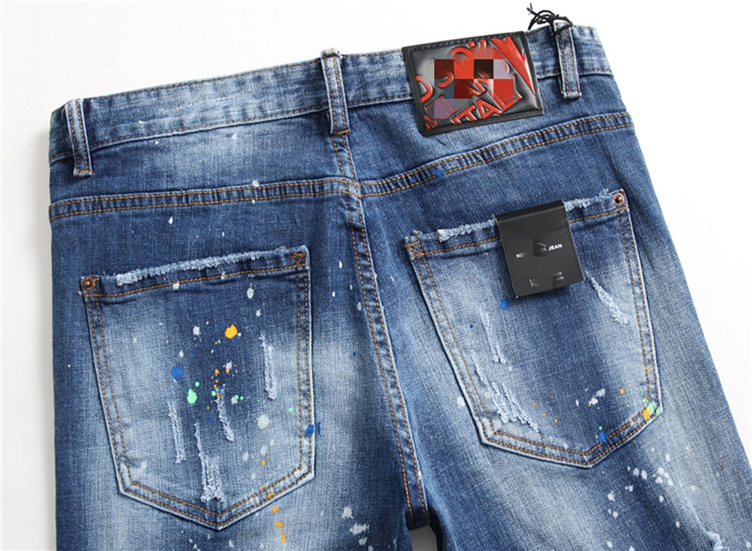 New-DSQ2 hole patch print Jeans