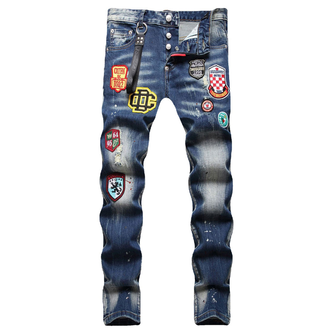 New-DSQ2 Frayed patch Jeans