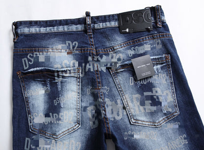 New-DSQ2 hole patch print Jeans