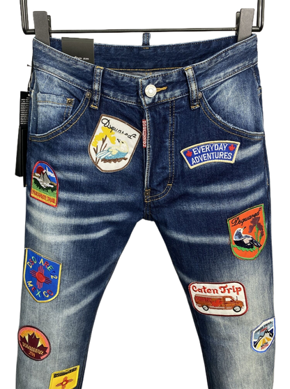 New-DSQ2 Blue embroidered badge Jeans