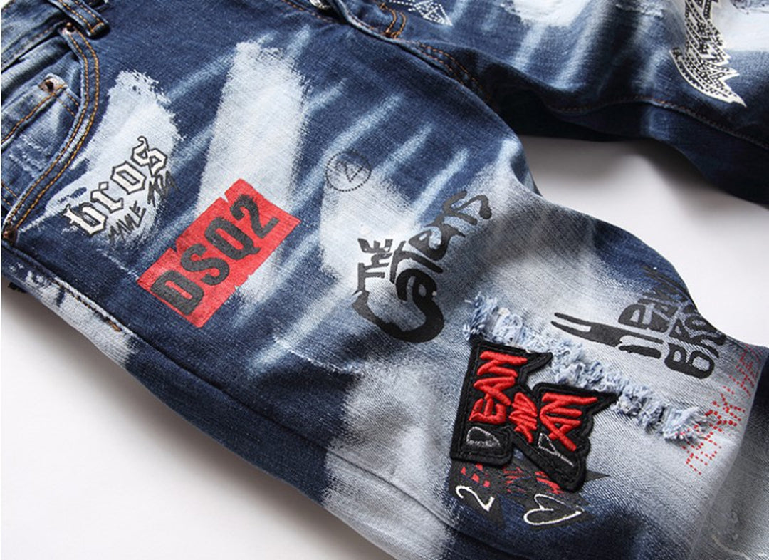 New-DSQ2 Frayed patch Jeans