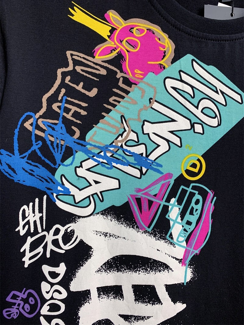 New-DSQ2 25SS Creative pattern letter print pure cotton  T-shirt