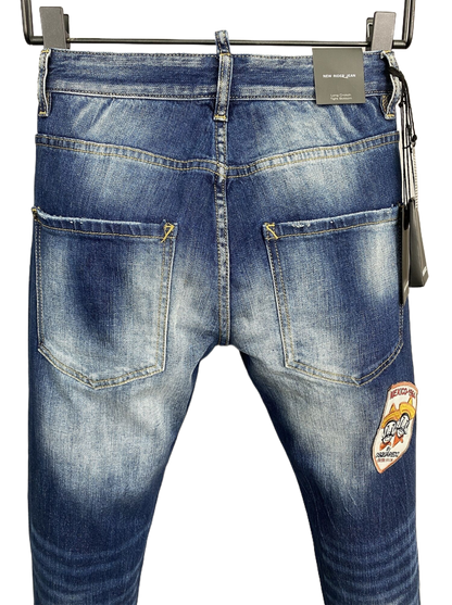 New-DSQ2 Blue embroidered badge Jeans