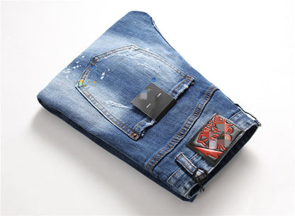 New-DSQ2 hole patch print Jeans