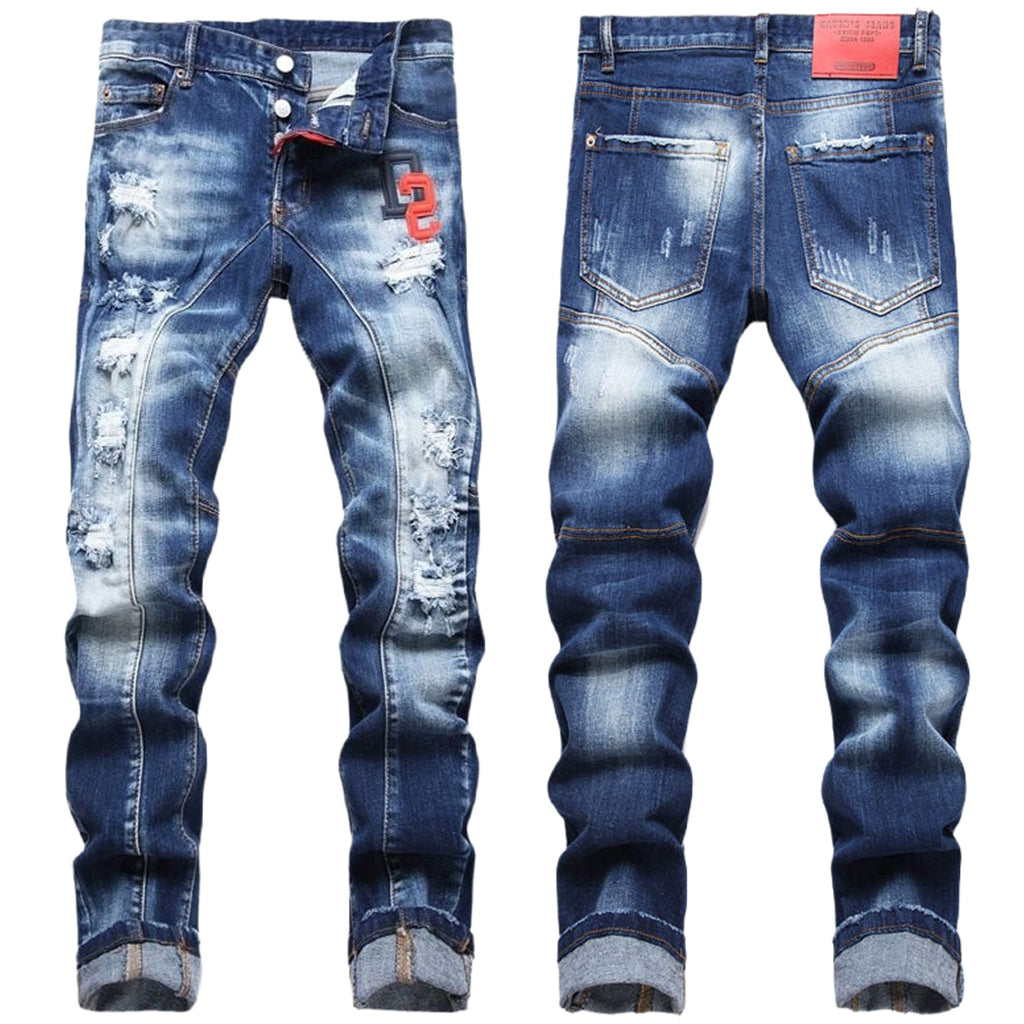 New-DSQ2 Frayed patch Jeans